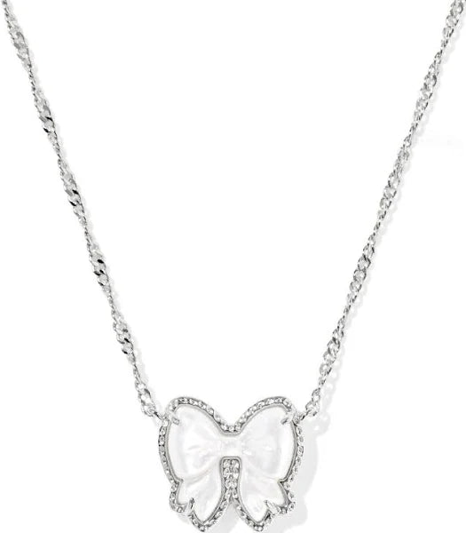 Haley Bow Short Pendant Necklace in Silver