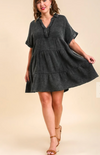 Mineral Wash Babydoll Tiered Dress