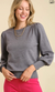 Round Neck Knit Pullover Sweater with Puff Long Sleeves