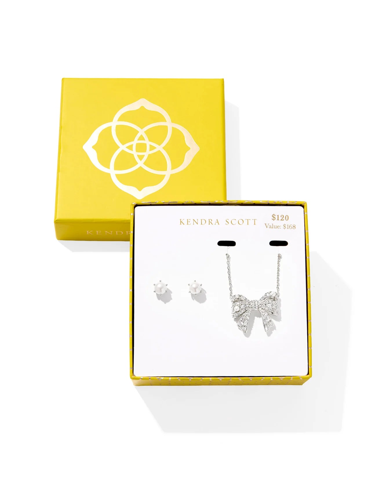 Krista Bow Necklace and Aston Earrings Gift Set in Silver