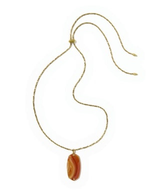 Danielle Riveted Long Pendant Necklace in Vintage Gold
