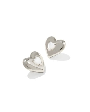 Sasha Heart Stud Earrings in Silver