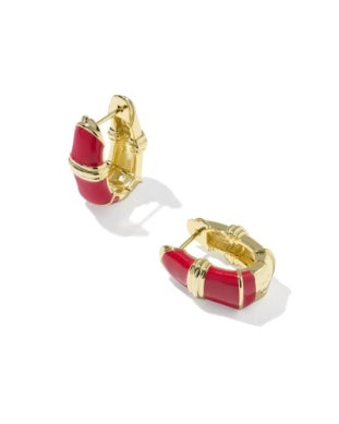 Courtney Enamel Huggie Earrings in Gold