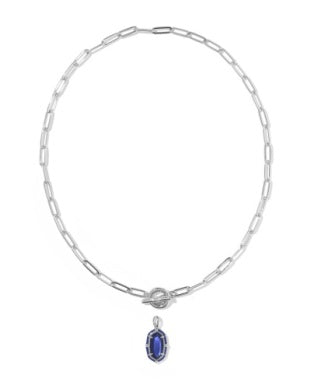 Elisa Enamel Link Chain Necklace in Silver