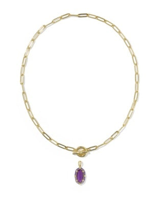 Elisa Enamel Link Chain Necklace in Gold