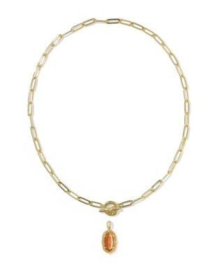 Elisa Enamel Link Chain Necklace in Gold