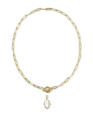 Elisa Enamel Link Chain Necklace in Gold