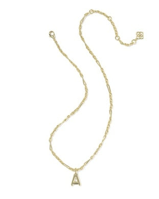 Bubble Letter A Pendant Necklace in Gold