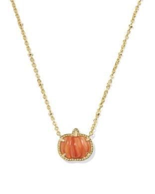 Pumpkin Short Pendant Necklace Orange Banded Agate