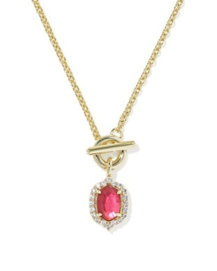 Daphne Crystal Frame Toggle Necklace in Gold
