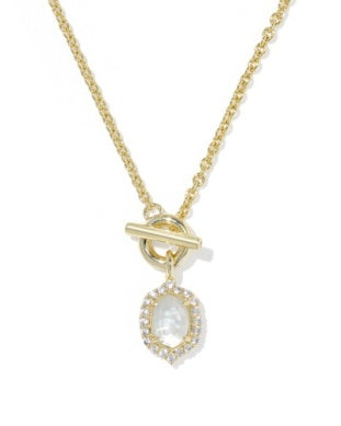 Daphne Crystal Frame Toggle Necklace in Gold