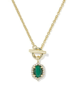 Daphne Crystal Frame Toggle Necklace in Gold