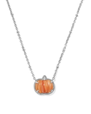 Pumpkin Short Pendant Necklace Orange Banded Agate