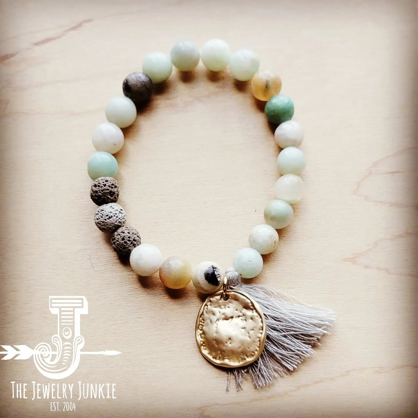 Frosted Amazonite with Tassel & Coin