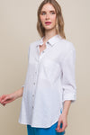 Solid Loose Fit Linen Button Down Shirt