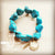 Blue Turquoise Stretch Bracelet with Matte Gold Accents