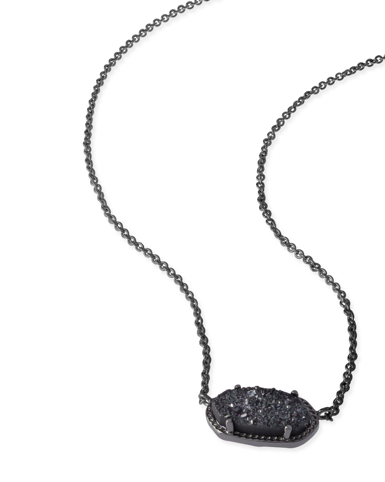 Elisa Pendant Necklace In Black Drusy