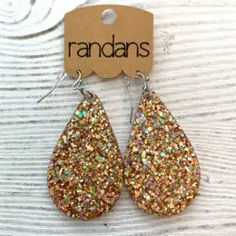 Randan's Gold Glitter Frameless Dangle Earring