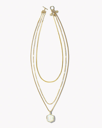 Davis Gold Chain Triple Strand Necklace