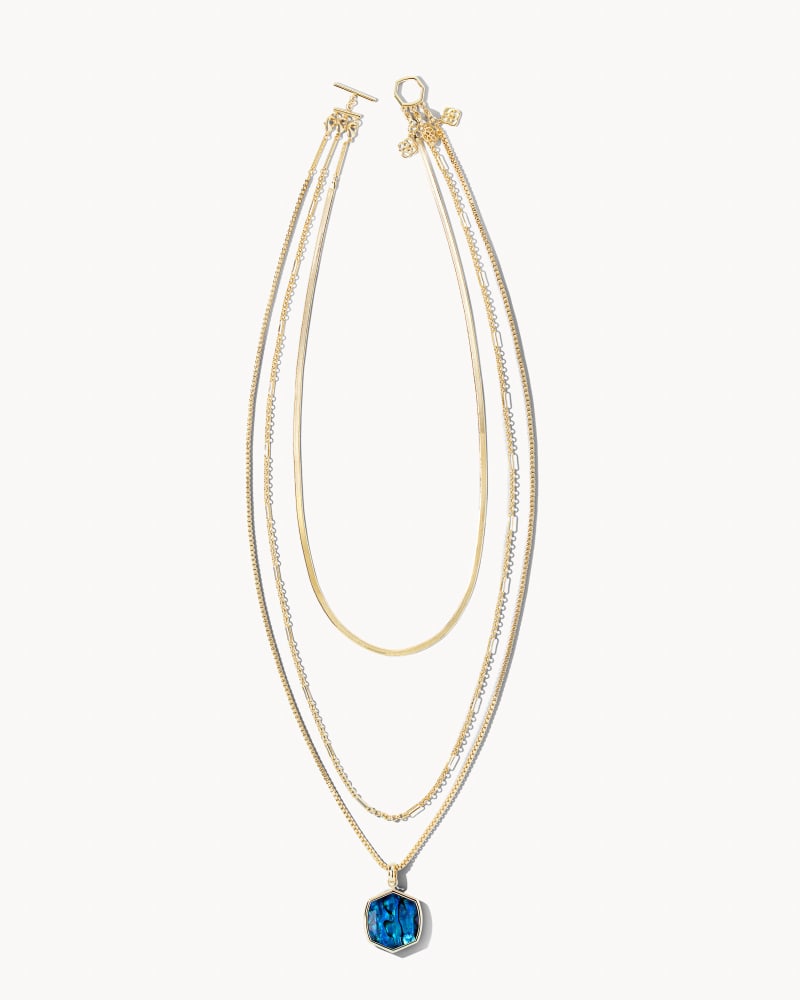 Davis Gold Chain Triple Strand Necklace