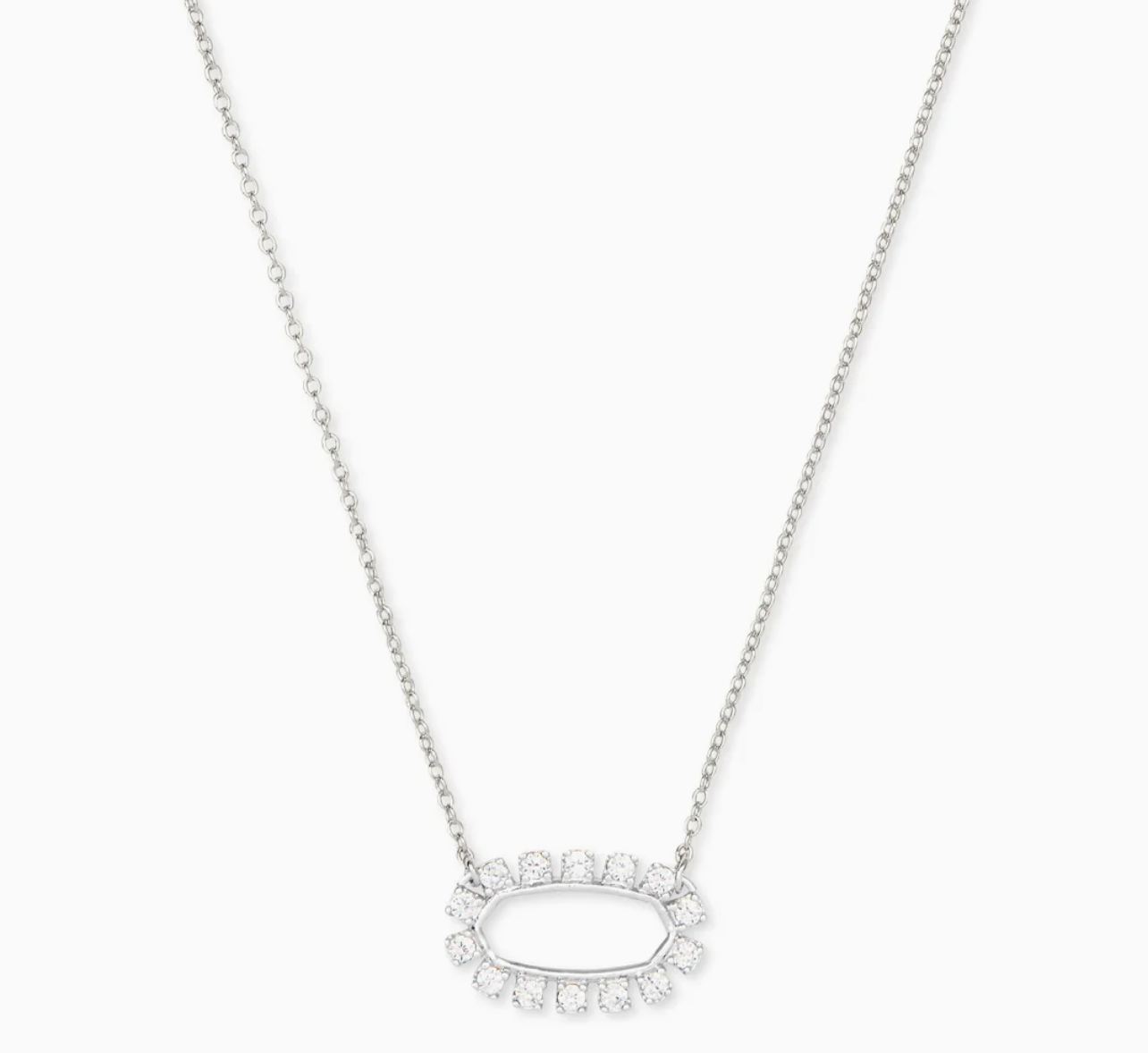 Elisa Open Frame Crystal Pendant Necklace in Silver