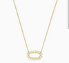 Elisa Open Frame Crystal Pendant Necklace in Gold