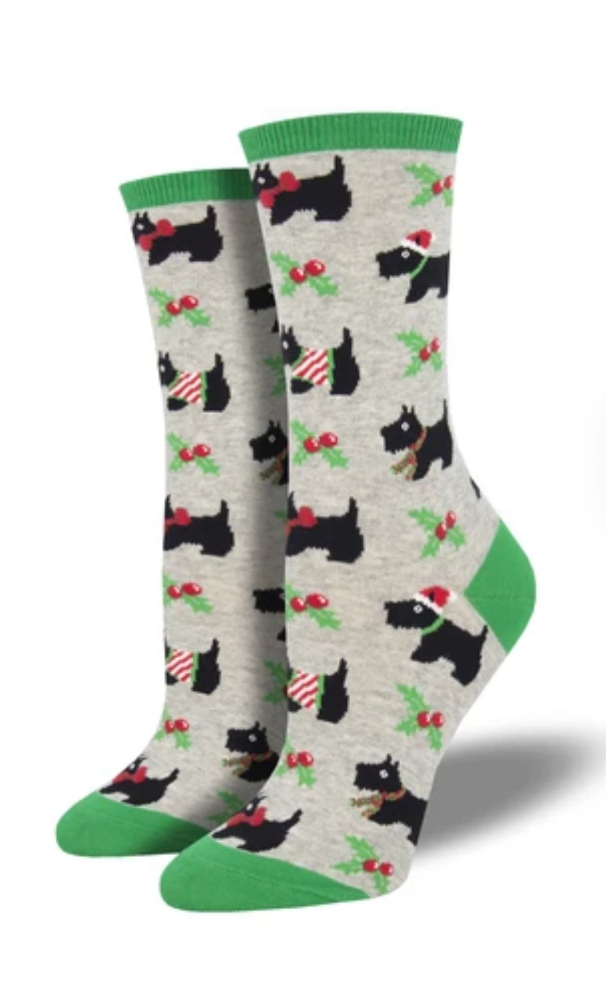 Socksmith Women's Socks-Festive Scotties