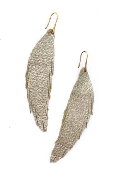 Short Feather Leather Earring