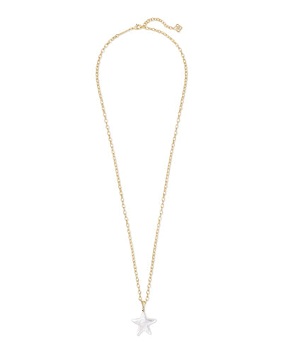 Carved Jae Star Gold Long Pendant Necklace