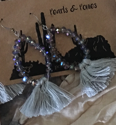 Pearls and Ponies Iridescent Tassel Earrings