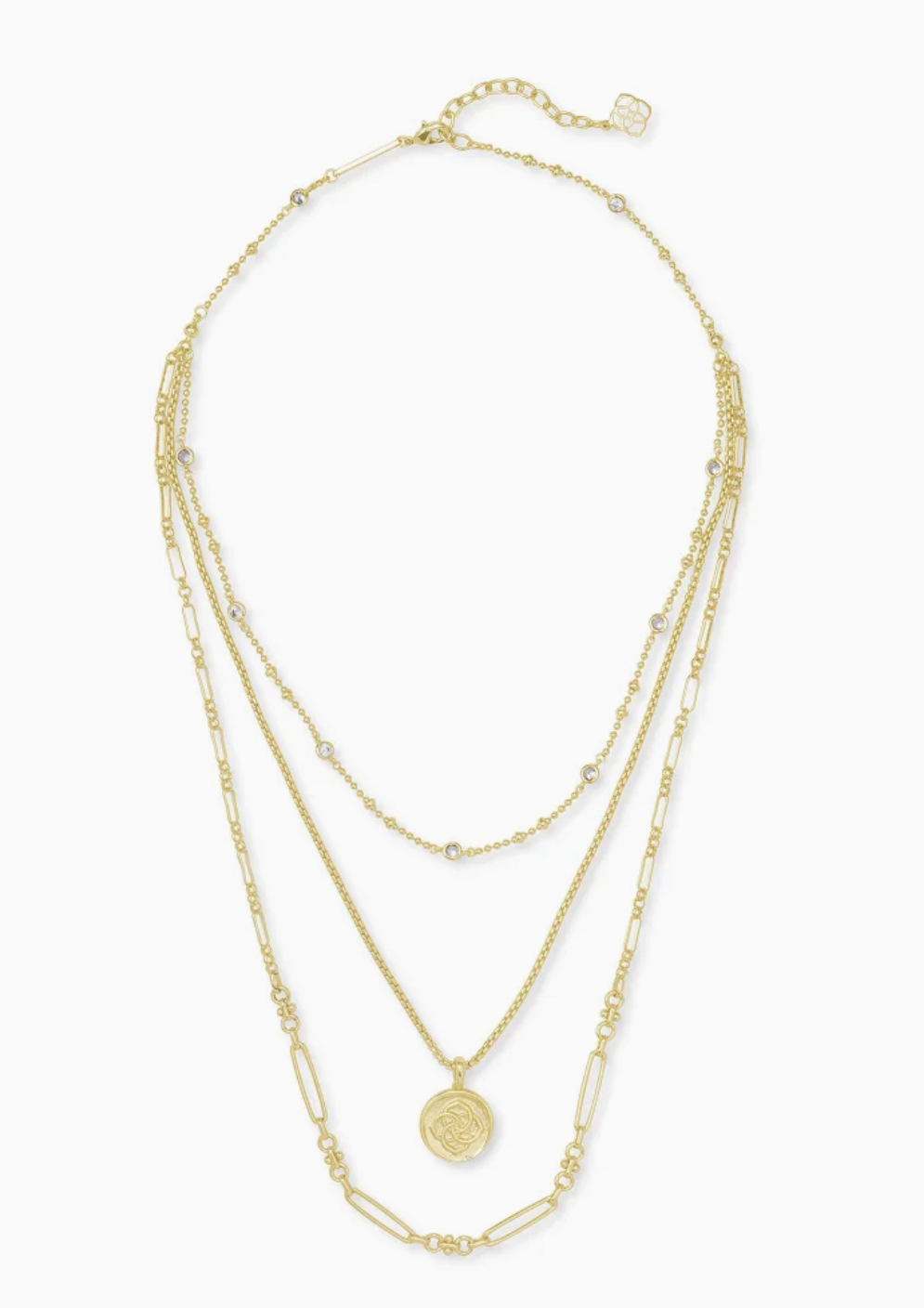 Medallion Coin Multi Strand Necklace In Gold