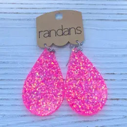 Randan's Hot Pink Glitter Frameless Dangle Earring