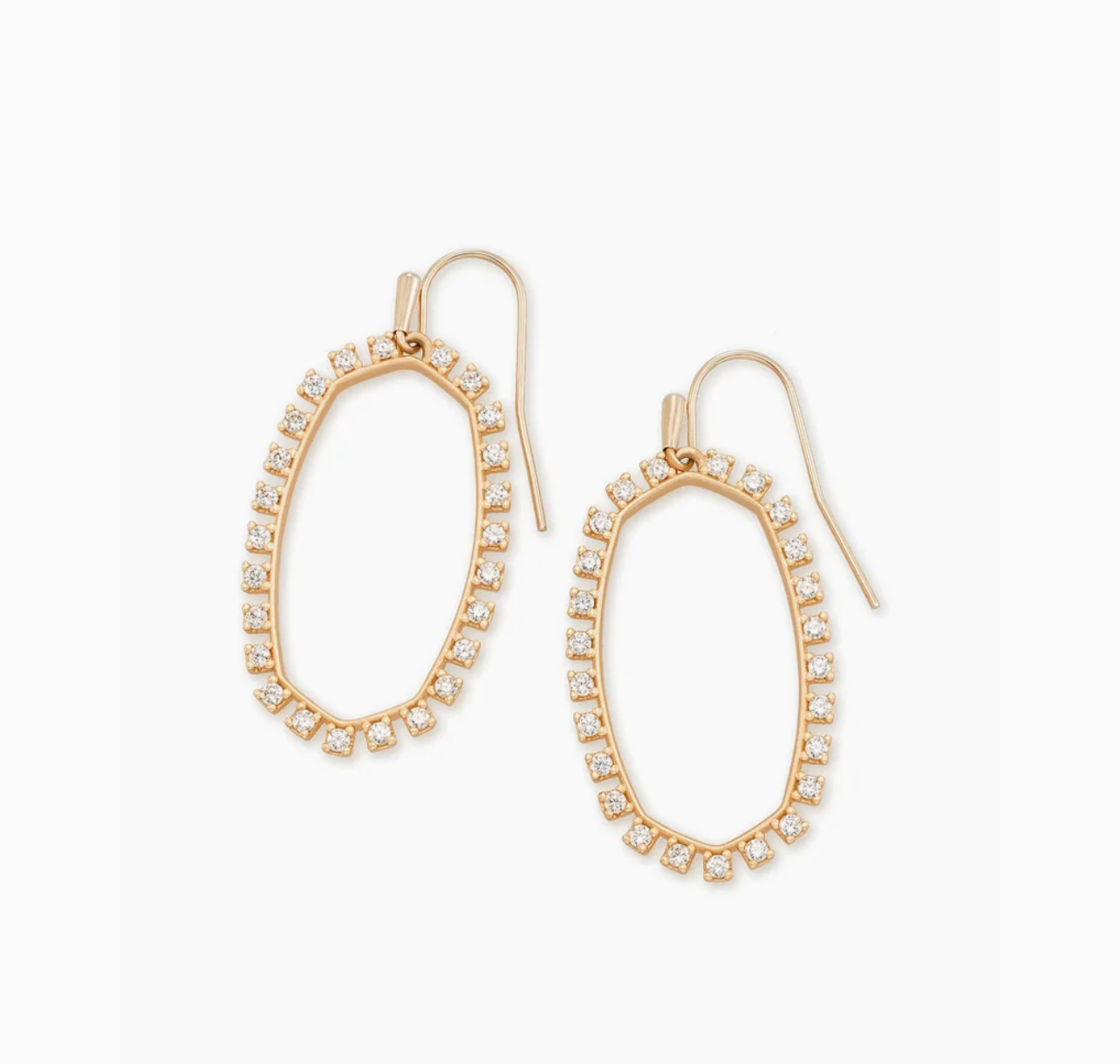 Elle Open Frame Crystal Drop Earrings in Rose Gold