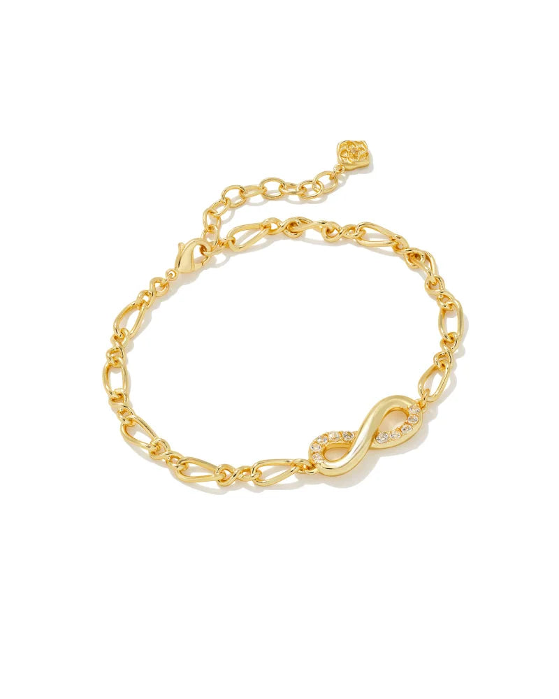 Annie Gold Infinity Chain Bracelet in White Crystal