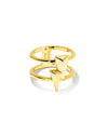 Bolt Double Band Ring in Gold Metal