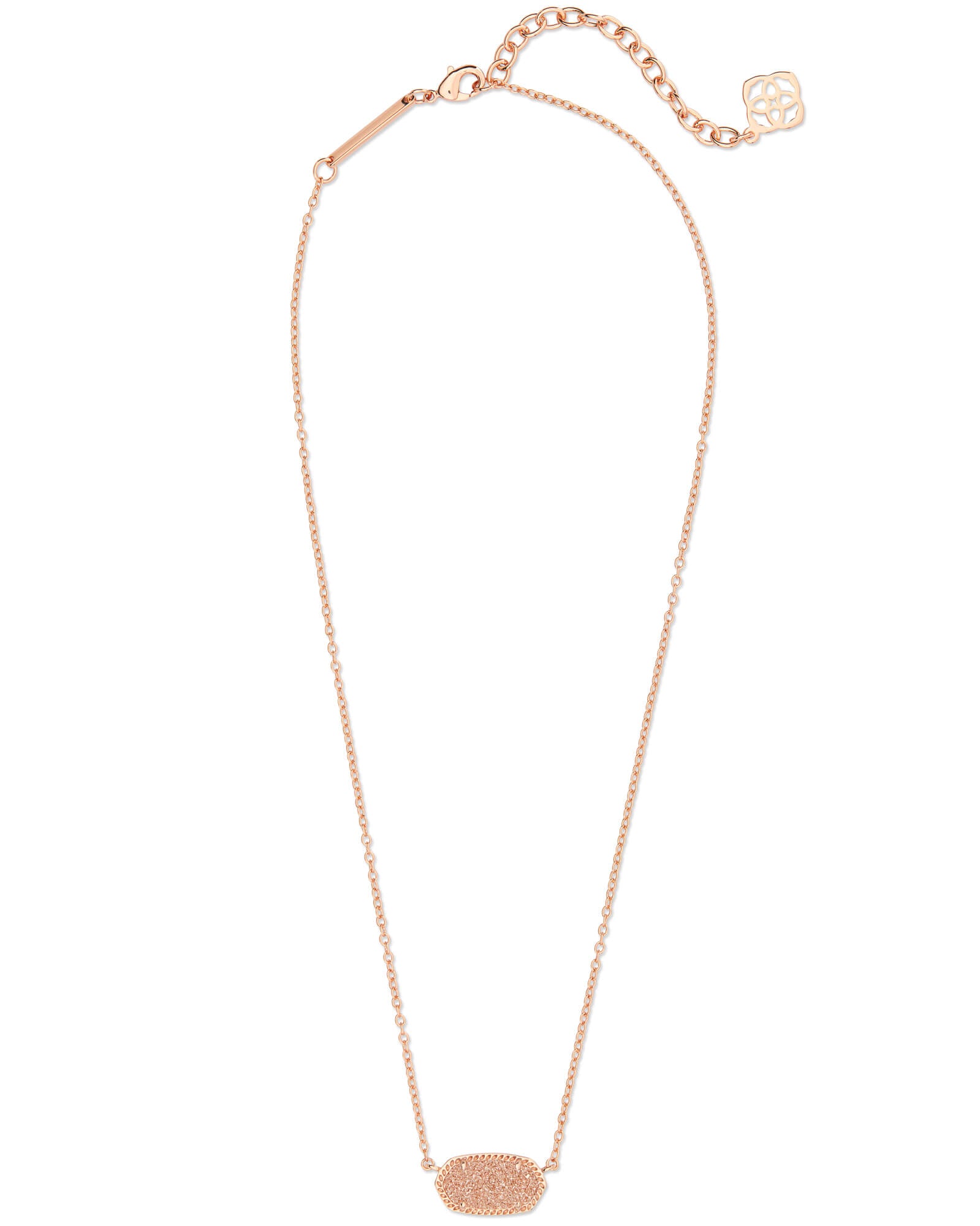 Elisa Rose Gold Pendant Necklace in Rose Drusy