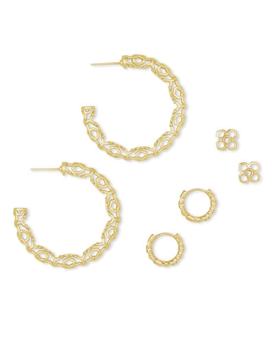 Maggie Small Hoops, Maggie Huggies, & Rue Studs Gift Set In Gold