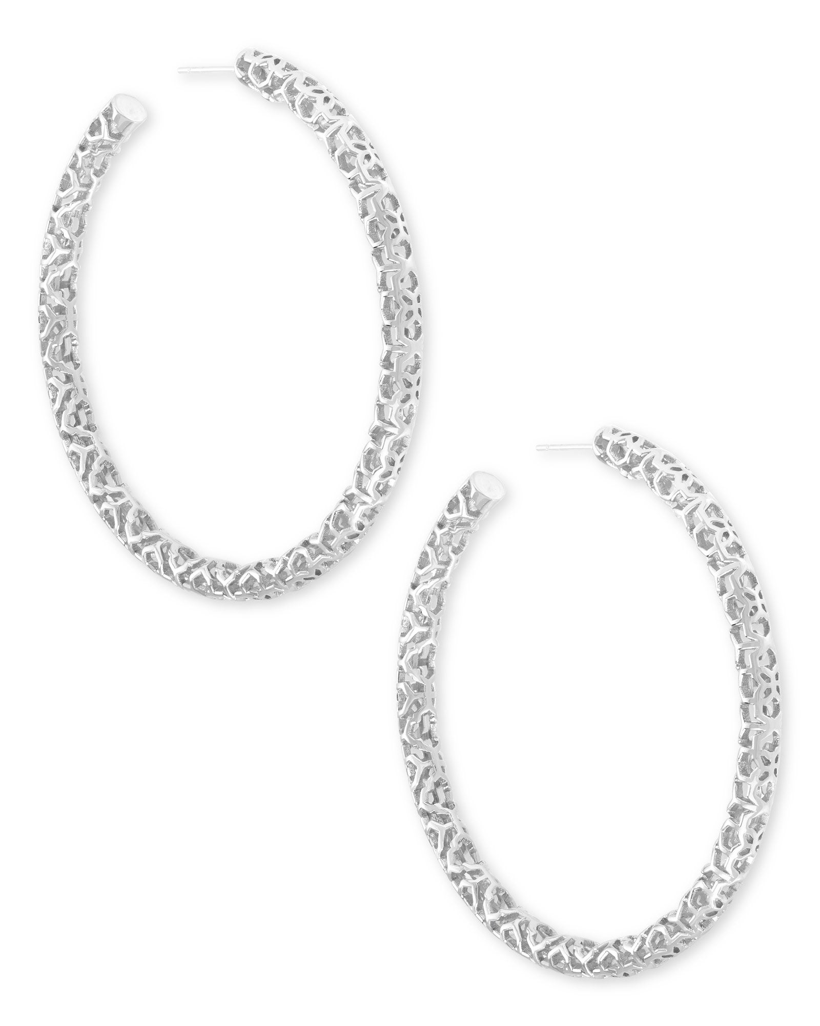 Maggie Hoop Earrings In Silver Filigree