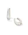 Parker Silver Hoop Earrings in White Crystal