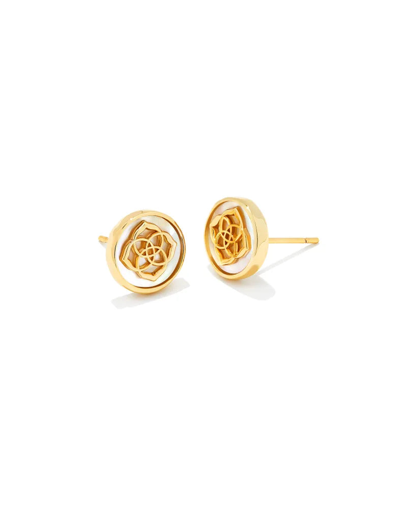 Stamped Dira Stud Earring in Gold