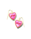 XOXO Gold Drop Earrings in Hot Pink Mother-of-Pearl